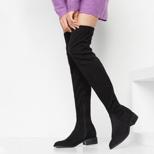 Stunning Black Thigh High Velour Boots